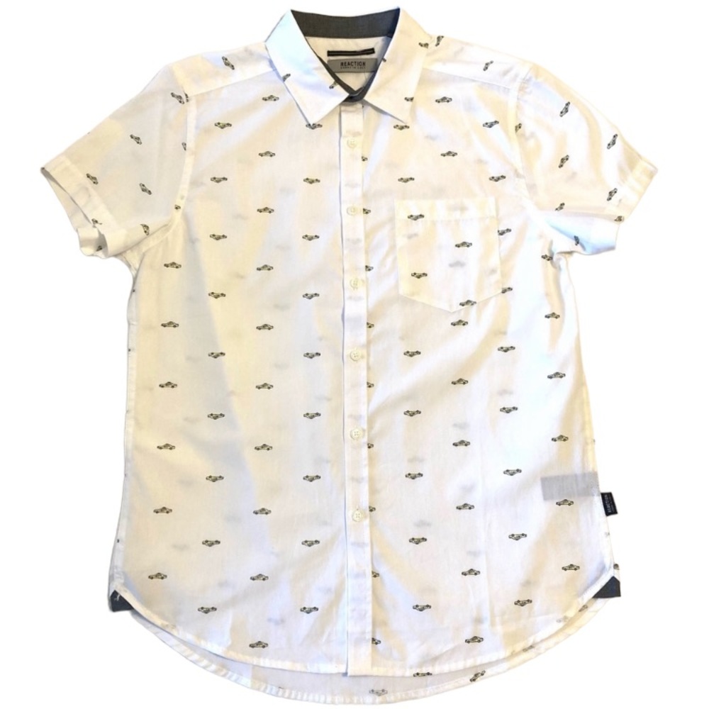 Kenneth Cole Reaction taxi cab button down shirt short sleeved collar size S